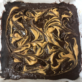 Making gluten-free Peanut Butter Swirl Brownies