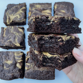 Stack of Peanut Butter Swirl Brownies