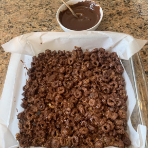 Making gluten-free Making Chocolate Peanut Butter Cereal Bars