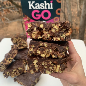 Making Chocolate Peanut Butter Cereal Bars with KashiGO keto-friendly cereal