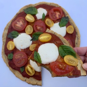 Eating gluten-free Cauliflower Crust Pizza