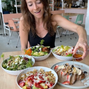 Jackie eating at The Daily Beet in New Orleans