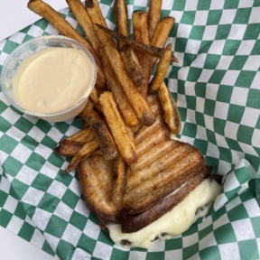 Gluten-free grilled cheese and fries from The Salted Fry