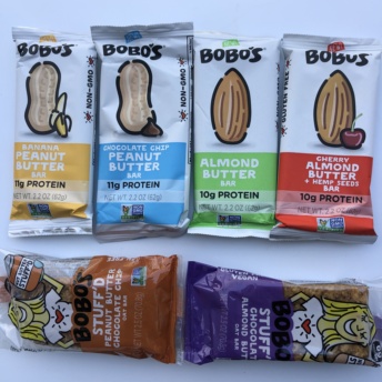 Gluten-free protein bars by Bobo's