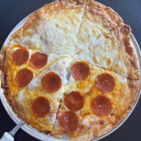 Gluten-free cheese pizza from Dora's Bakery and Bistro