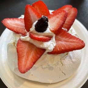 Gluten-free strawberry pavlova from Dora's Bakery and Bistro