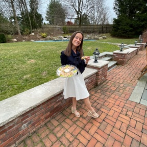 Jackie eating Buffalo Chicken Celery Boats