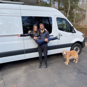 Jackie and Brendan with their Mercedes sprinter van