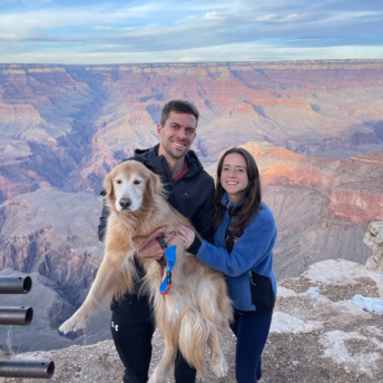 Jackie, Brendan, and Odie in the Grand Canyon