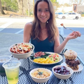 Jackie eating at KarmaFarm in Atanta