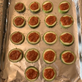 Making gluten-free Zucchini Pizza Bites