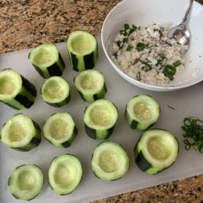 Making gluten-free dairy-free Crab Cucumber Cups