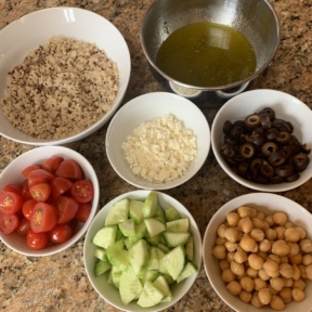 Making Greek Quinoa Salad