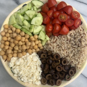 Making Greek Quinoa Salad