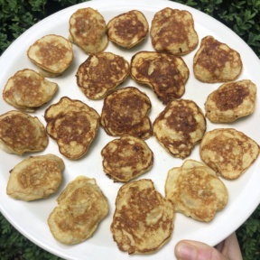 Making gluten-free Mini Banana Stuffed Pancakes