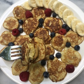 Gluten-free paleo Mini Banana Stuffed Pancakes