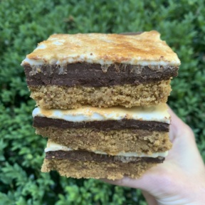 Stack of gluten-free S'mores Layer Bars