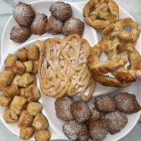 Gluten-free funnel cake, beignets, and soft pretzels by Mom's Place