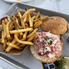 Gluten-free lobster roll with fries from The Boathouse
