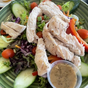 Gluten-free garden salad with chicken from For The Love Of Food & Drink