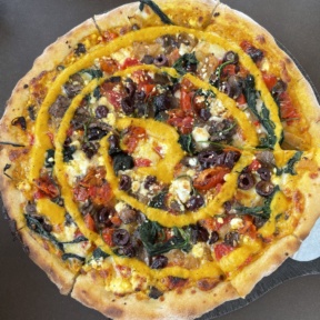 Gluten-free vegetable pizza from Wicked Restaurant