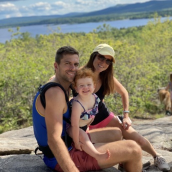 Jackie, Brendan, and Avery hiking in NH