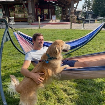 Brendan and Odie at Teton Village