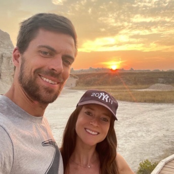 Jackie and Brendan hiking in the Badlands