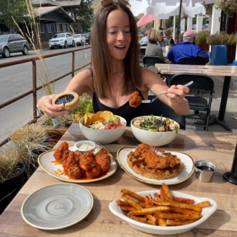 Jackie eating lunch at Cultivate Cafe