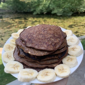 Three ingredient chocolate pancakes