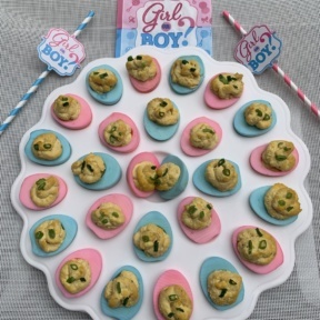 Gluten-free Colorful Deviled Eggs for my gender reveal party!