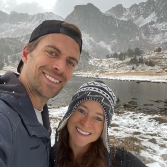 Jackie and Brendan hiking in Big Sky