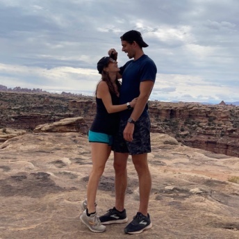 Jackie and Brendan hiking in Canyonlands