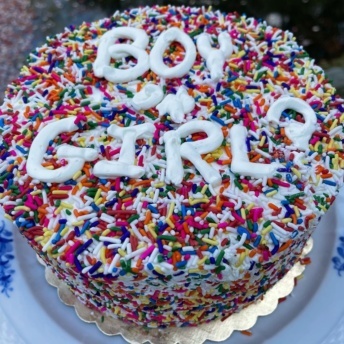 Gluten-free gender reveal cake