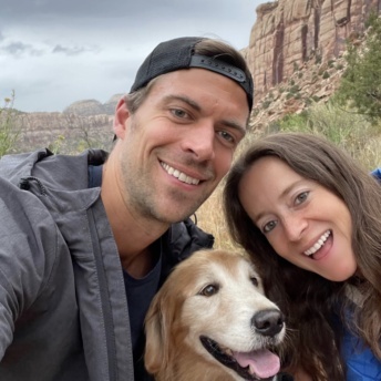 Jackie Brendan & Odie hiking in Utah