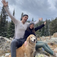 Jackie, Brendan, and Odie in Big Sky Montana!