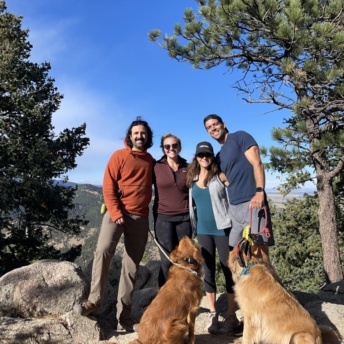 Jackie and Brendan hiking in Boulder with friends