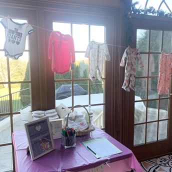 Activities and decorations at baby shower