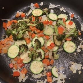 Sautéing veggies for Veggie Baked Spaghetti