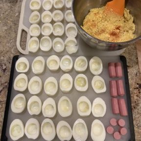 Making gluten-free Newborn Baby Deviled Eggs