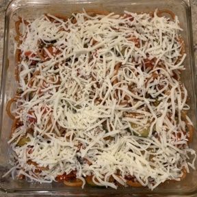Veggie Baked Spaghetti with mozzarella cheese