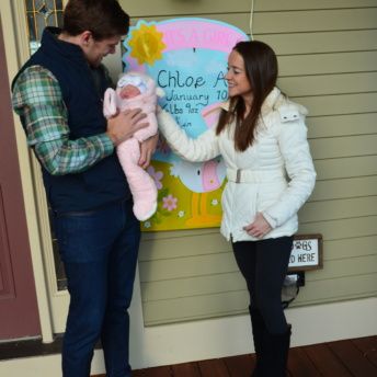 Jackie, Brendan, and Chloe at home