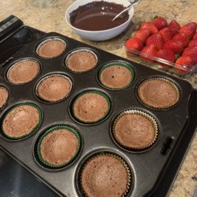 Making Chocolate Strawberry Brownie Bowls