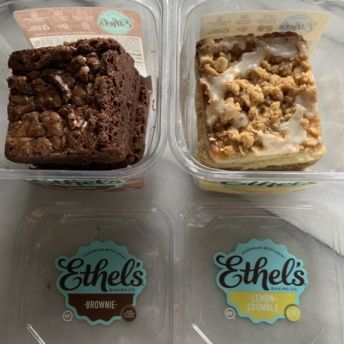 Gluten-free brownie and crumble bar by Ethel's Baking Co