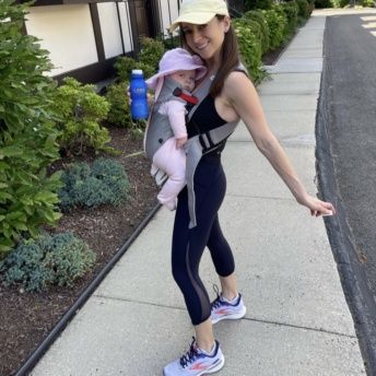 Jackie and Chloe drinking Iconic on their walk