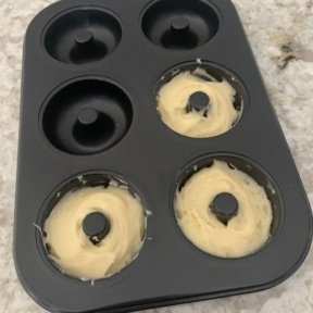 Making gluten-free Baked Powdered Sugar Donuts