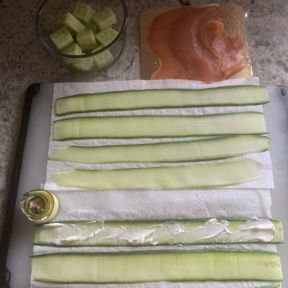 Making gluten-free Smoked Salmon Cucumber Roll Ups