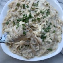 Gluten-free Fettuccine Alfredo with parmesan