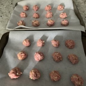 Making Turkey Meatballs with Spaghetti Squash