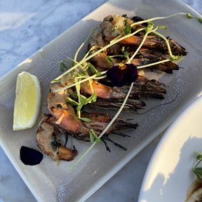 Gluten-free grilled shrimp from Via Sophia by the Sea